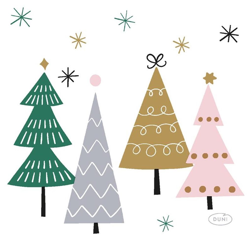 Duni Servietten Weihnachtsbäume 24x24cm