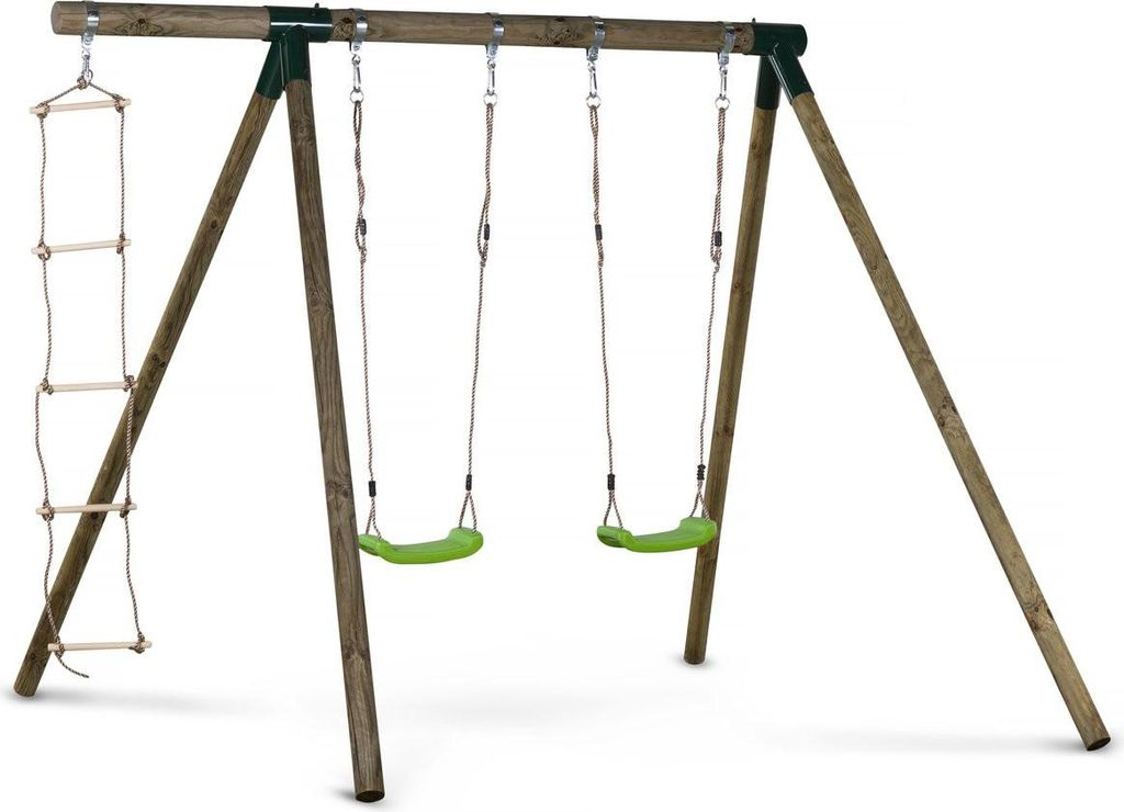 Holzschaukel "Timo" - Mit 2 Schaukeln und 1 Kletterleiter.