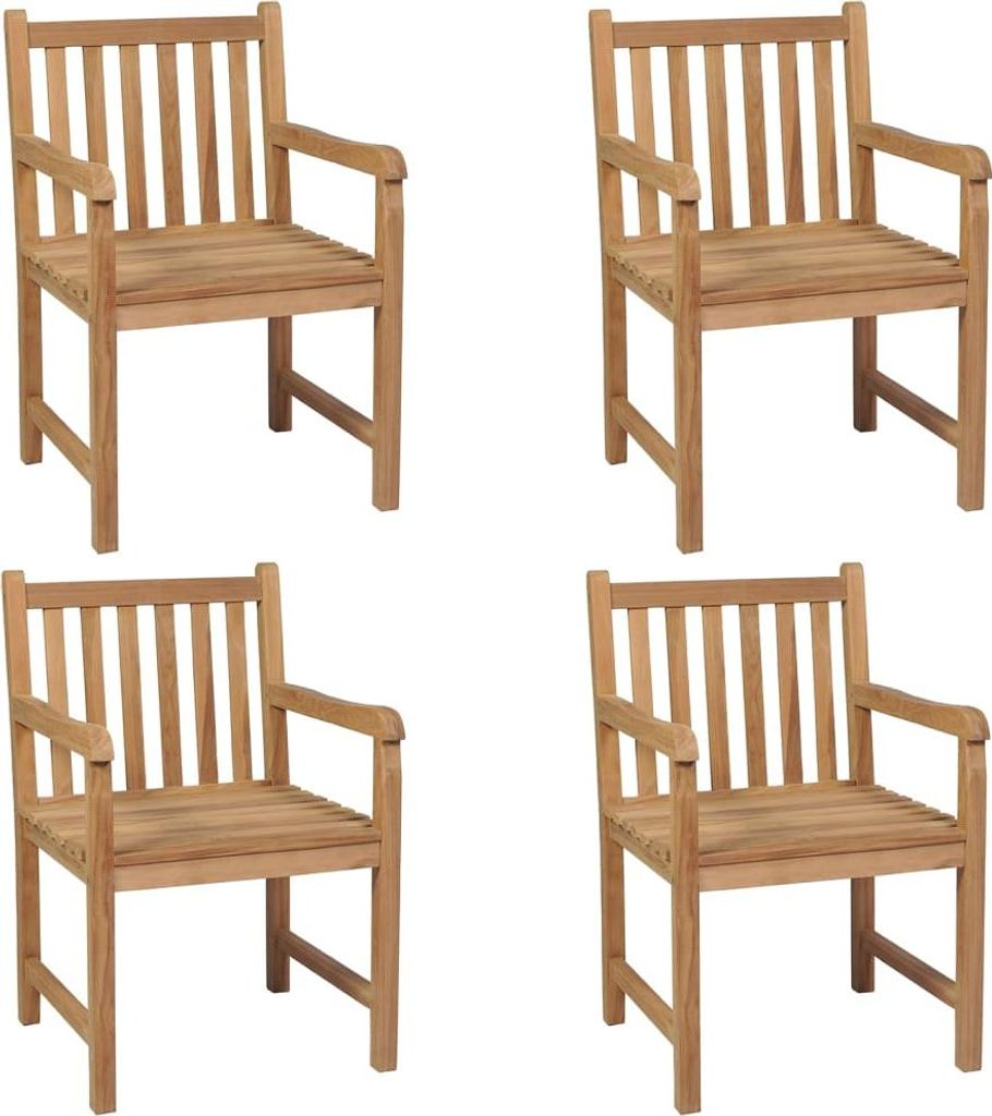 vidaXL Gartenstühle 4 Stk. mit Weinroten Kissen Massivholz Teak