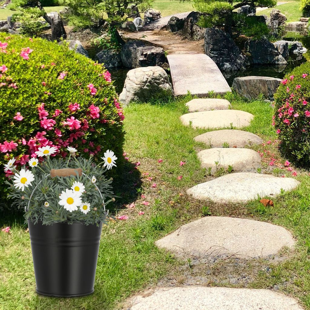 Eimer mit Holzgriff 16cm schwarz verzinkt Eimer Wassereimer Produktbild 3