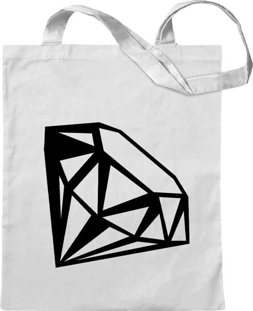 Kiwistar - Baumwolltasche - weiss - Edelstein Gemstone - Tragetasche Stoffbeutel Umhängetasche langer Henkel