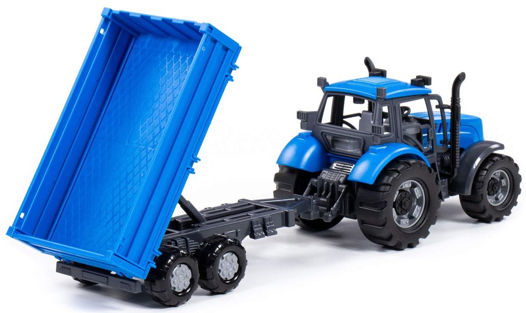 Kinderspass Radke - Traktor mit Anhänger, blau/gelb