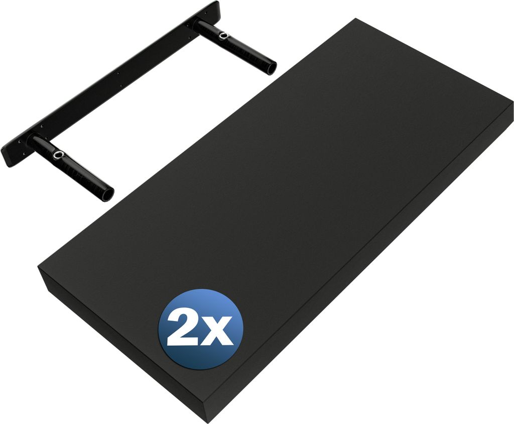 CASARIA 3x Wandregal Holz Schwarz Regal mit Halterung 15kg Tragkraft Hängeregal Küche Wohnzimmer Flur Wand Schweberegal Bücherregal Regalbrett...