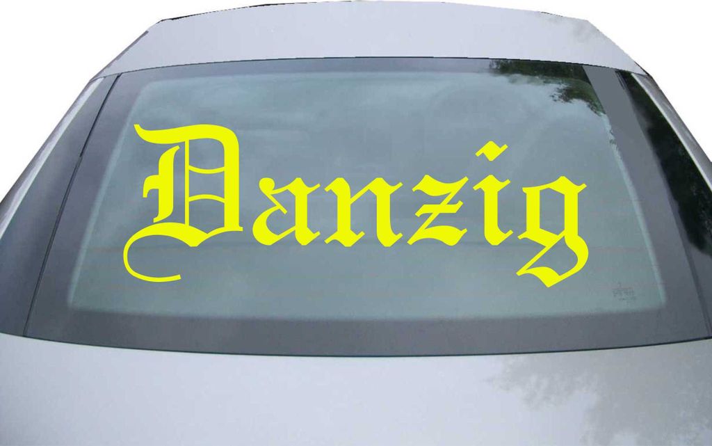 Indigos UG - Aufkleber Heckscheibe & Motorklappe DE6488 - neongelb - 600x210 mm - Stadt Danzig - Auto Scheiben Fenster Heckklappe Tuning Racing JDM...