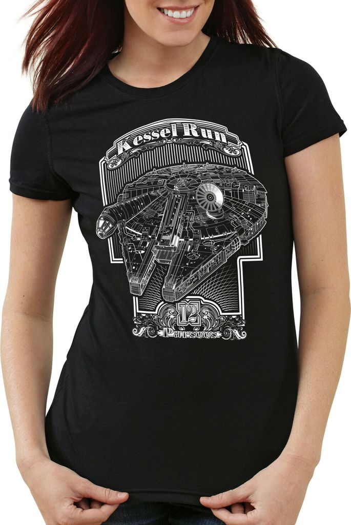 style3 Kessel Run 12 Parsecs Damen T-Shirt rasender falke sprung millenium falke, Größe:XL