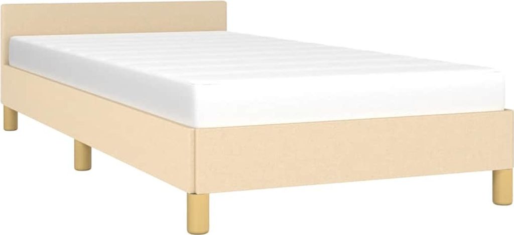 vidaXL Bettgestell mit Kopfteil ohne Matratze Creme 80x200 cm Stoff