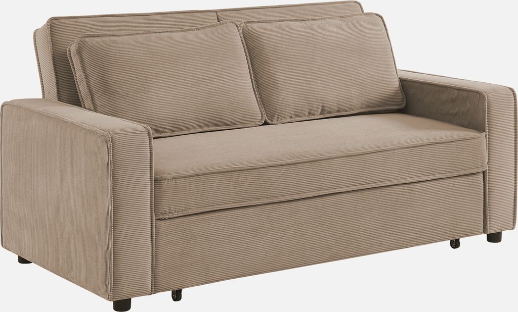 sweeek - 3-Sitzer Schlafsofa mit Cordbezug B 172,5 x T 91,5 x H 88,5cm - Chill - Beige