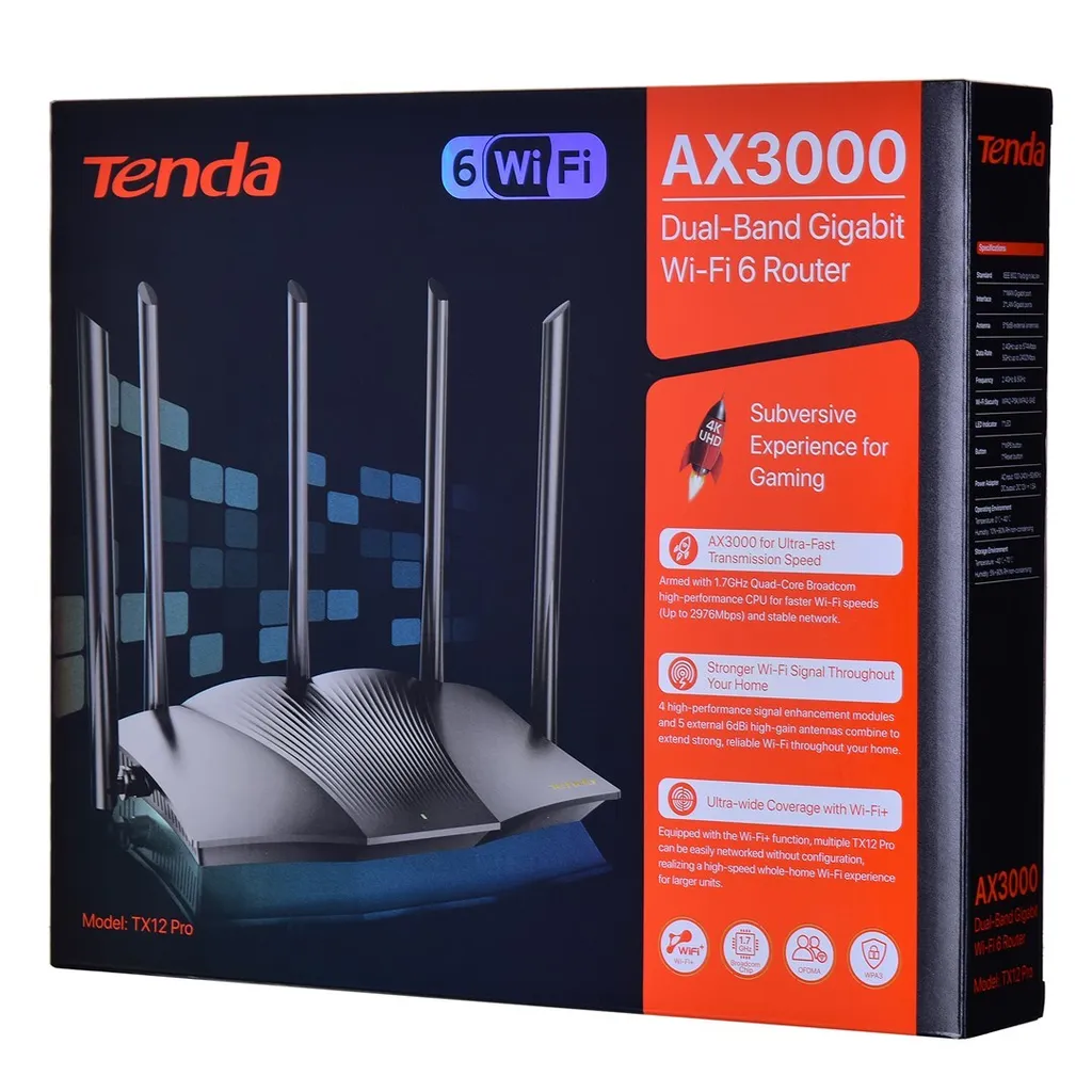 Routeur Gigabit WiFi 6 TX2 Pro Tenda-TX12 PRO avec technologie AX3000