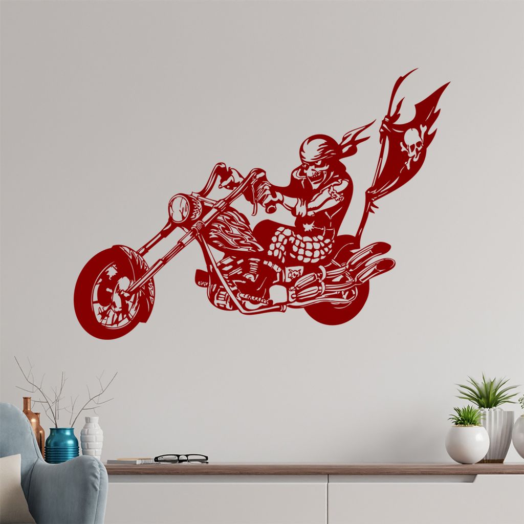 Biker Flag Wandtattoo in 6 Größen - Wandaufkleber Wall Sticker - Dekoration, Küche, Wohnzimmer, Schlafzimmer, Badezimmer