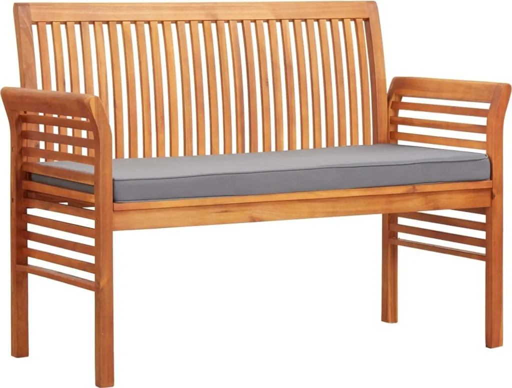 Banc bois acacia massif avec coussins : solution confort 2 places 120cm
