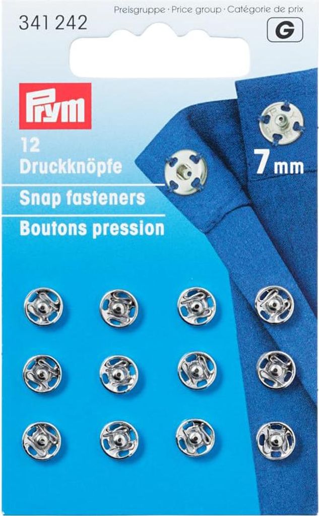Prym Annäh-Druckknöpfe, 7mm, silberfarbig, Nähdruckknopf, Produktbild 