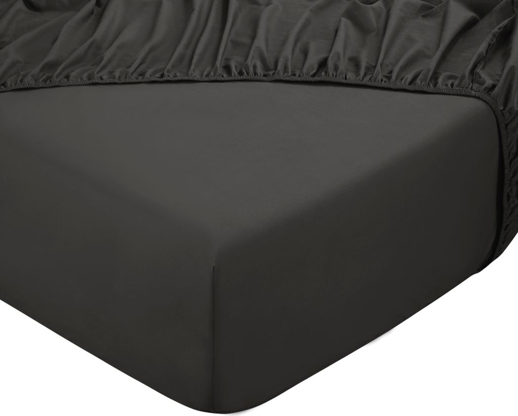 PHLOX Spannbettlaken 90x200 cm - 100% Baumwolle Satin - Fadendichte 300 - 28 cm Steg - Spannbetttuch - Anthrazit