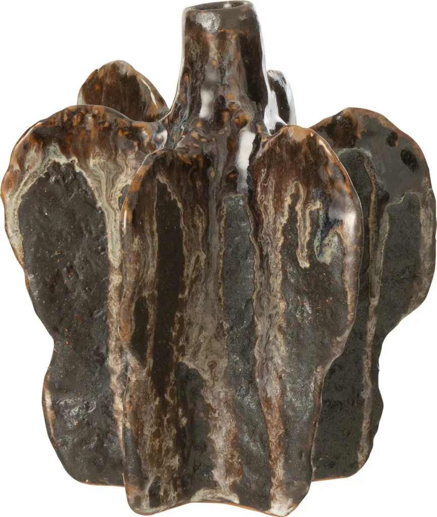 Vase en Céramique Naga Marron Noir J-Line Finition Artisanale Mate