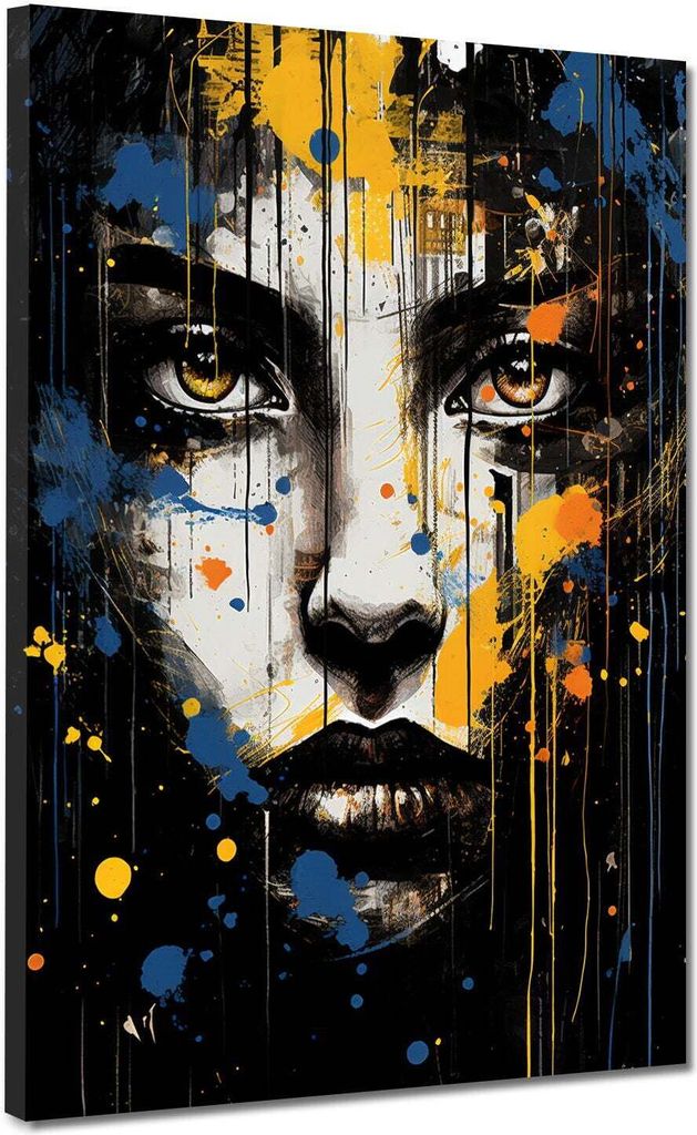 Gesicht frontal Pop Art Leinwandbild Wandbild Kunstdruck XL Wanddeko Face: 75x100x2cm