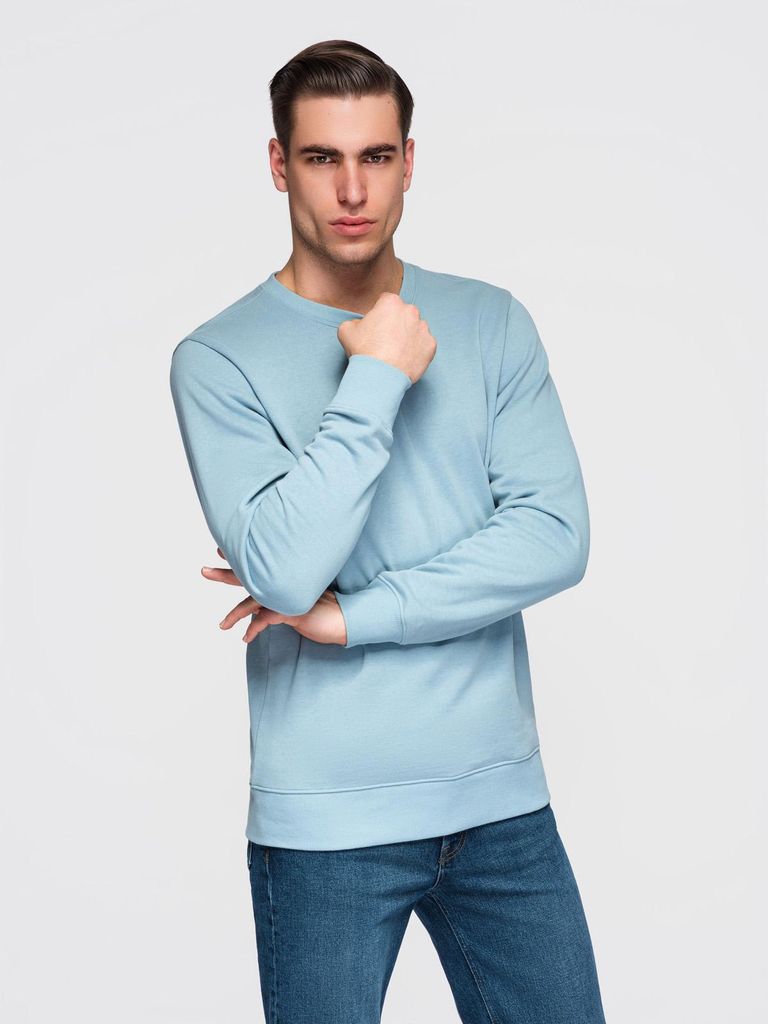 OMBRE Herren Sweatshirt Basic Rundhals Langarm OM-SSBN-0271 denim blue XL