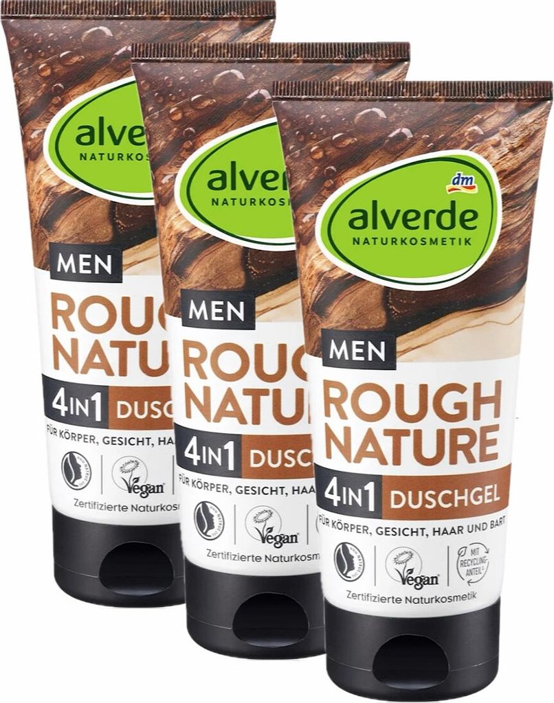 3 x  alverde Naturkosmetik MEN - Duschgel 3in1 Rough Nature Produktbild 