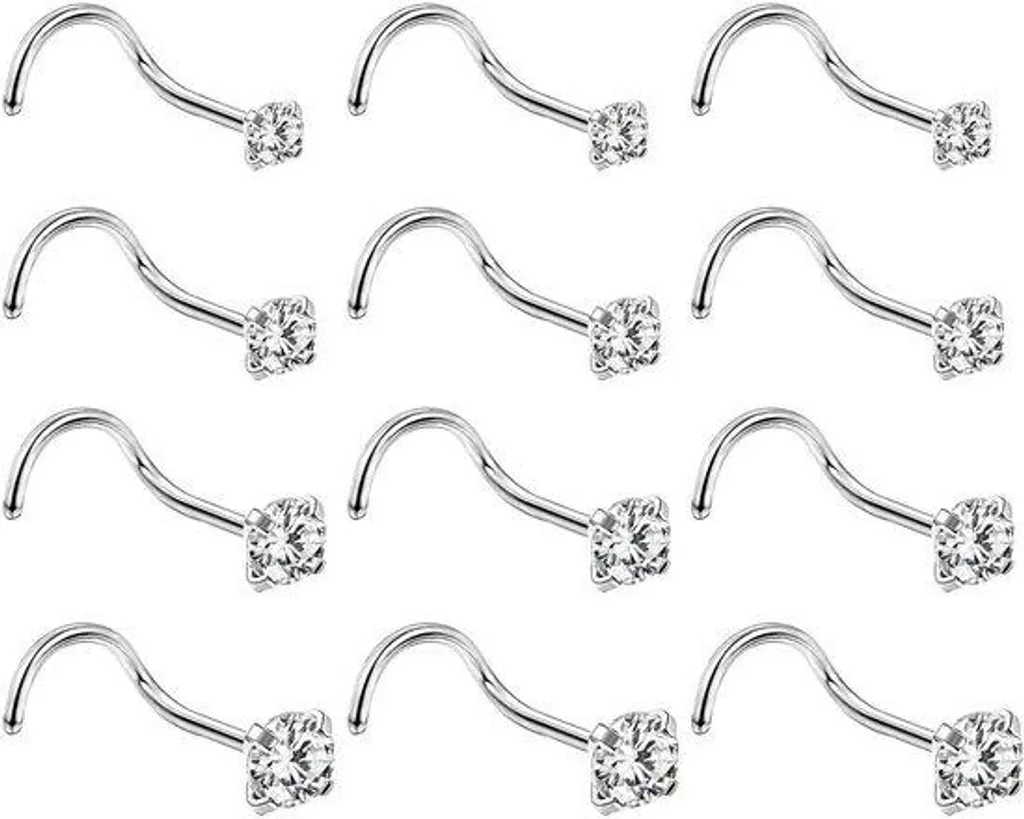 Tiges courbées en zircone anti-irritation pour remplacer bijou perdu