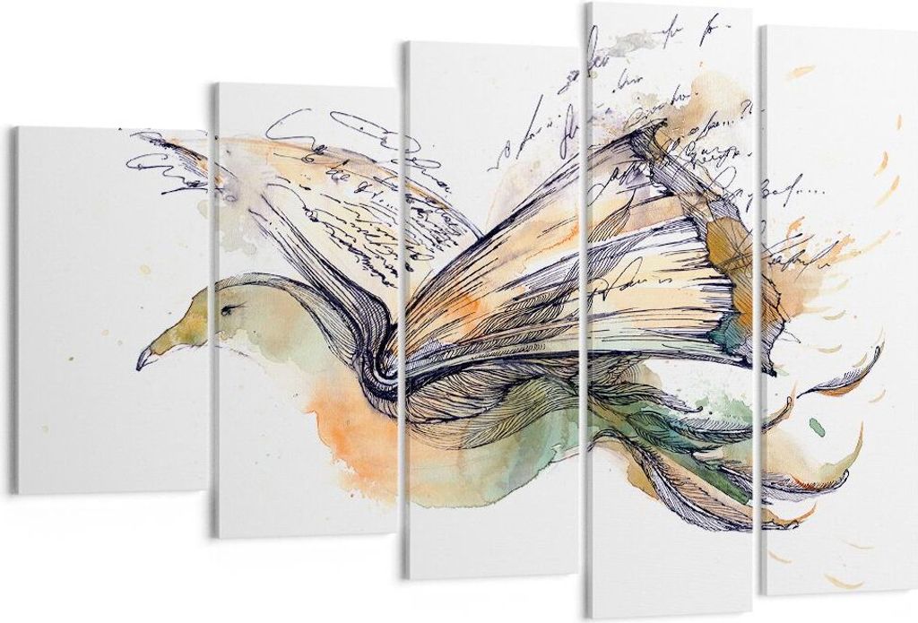 Bild auf Leinwand - Leinwandbild - Vogel Fantasie Konzept - 150x100cm - Wand Bild - Wanddeko - Leinwanddruck - Bilder - Kunstdruck - Wanddekoration...