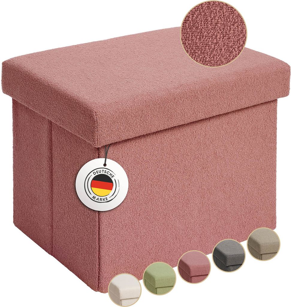 Laleni Sitzbank mit Stauraum - Truhenbank mit Stauraum 41x31x31 cm - Sitztruhe mit Stauraum - Sitzwürfel - Kisten Aufbewahrung in Koralle