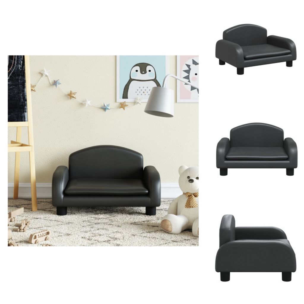 vidaXL Kindersofa Schwarz 50x40x30 cm Kunstleder - Baby- & Kleinkindmöbel