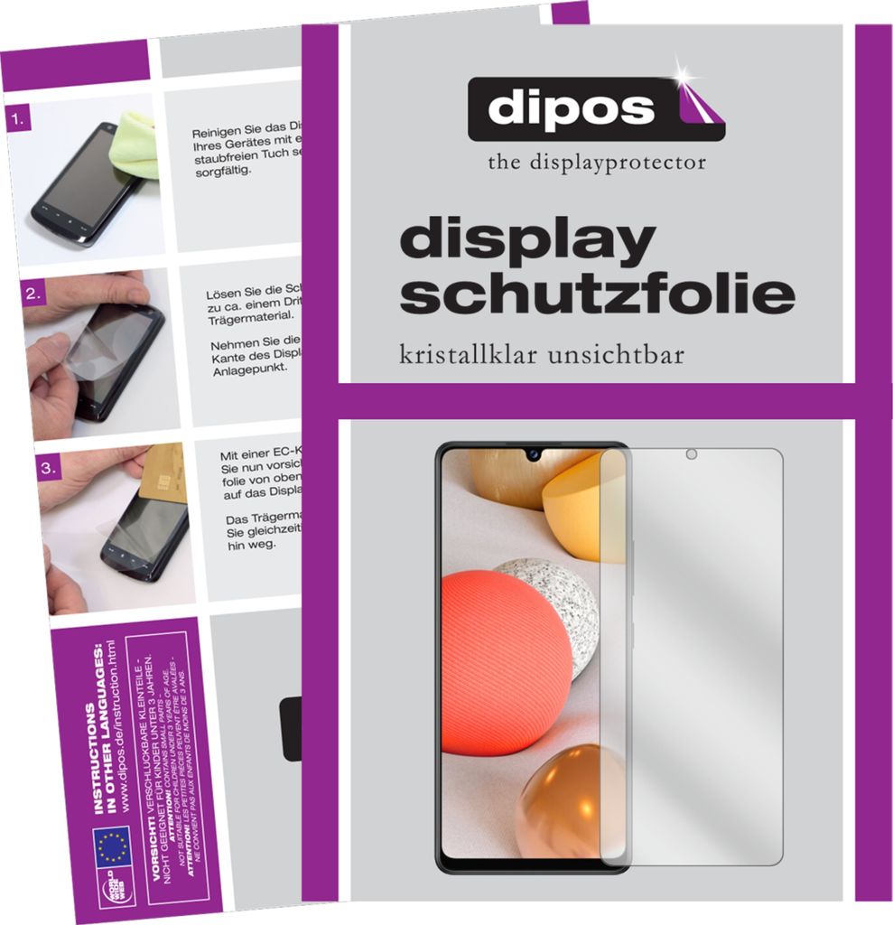2x Schutzfolie für Samsung Galaxy A42 klar Displayschutzfolie Folie Display Schutz dipos