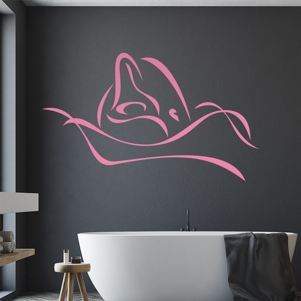 Delfin Linien - Delfine Wandtattoo in 6 Größen - Wandaufkleber Wall Sticker - Dekoration, Küche, Wohnzimmer, Schlafzimmer, Badezimmer