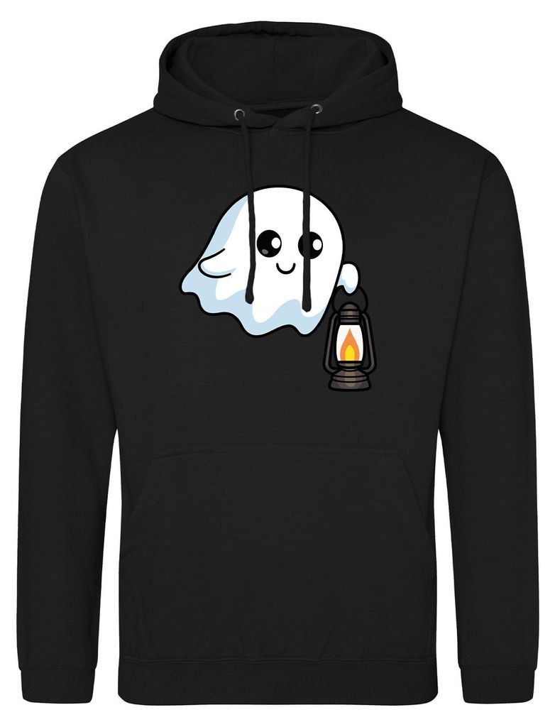 Huuraa Uni Hoodie Geist Comic L Deep Black Vegan Sweatshirt Geschenkidee
