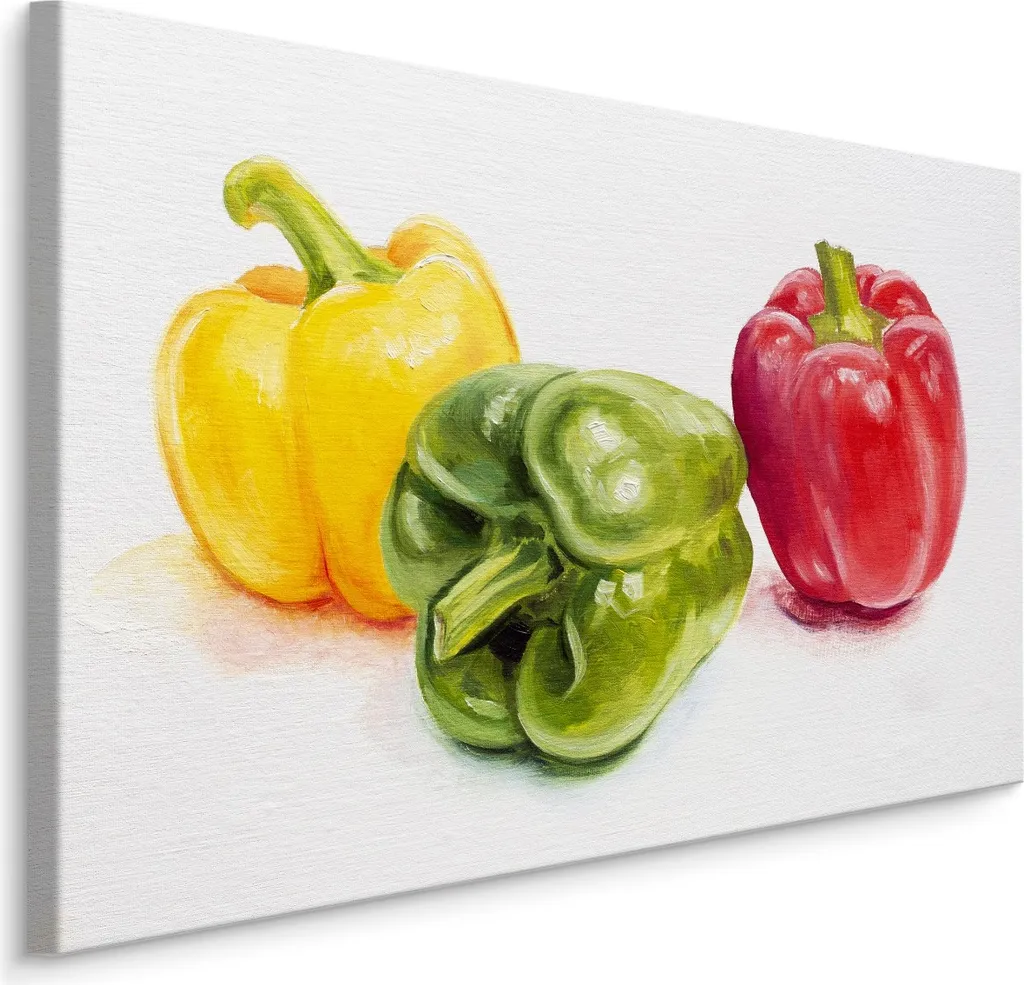 Favoloso quadro su tela 90x60 cm XXL Stampa d'arte Ortaggi e peperoni dipinti colorati