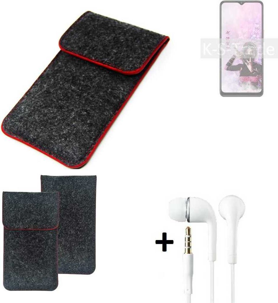 K-S-Trade Handy Schutz Hülle kompatibel mit Sharp Aquos V6 5G Schutzhülle Handyhülle Filztasche Pouch Tasche Case Sleeve Filzhülle dunkelgrau