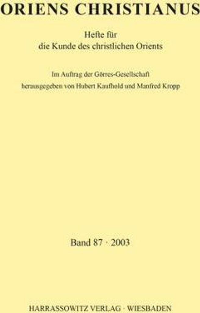 Oriens Christianus 87 (2003)