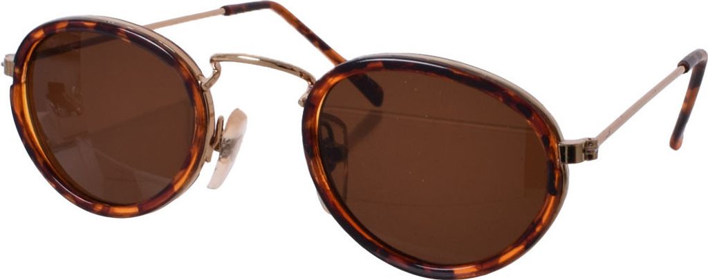 tevenger Nickelbrille Runde Nerd Hippiebrille Sonnenbrille UV400 Rund Damen Herren Zubehör Randfarbe Gold Braun Glas Braun