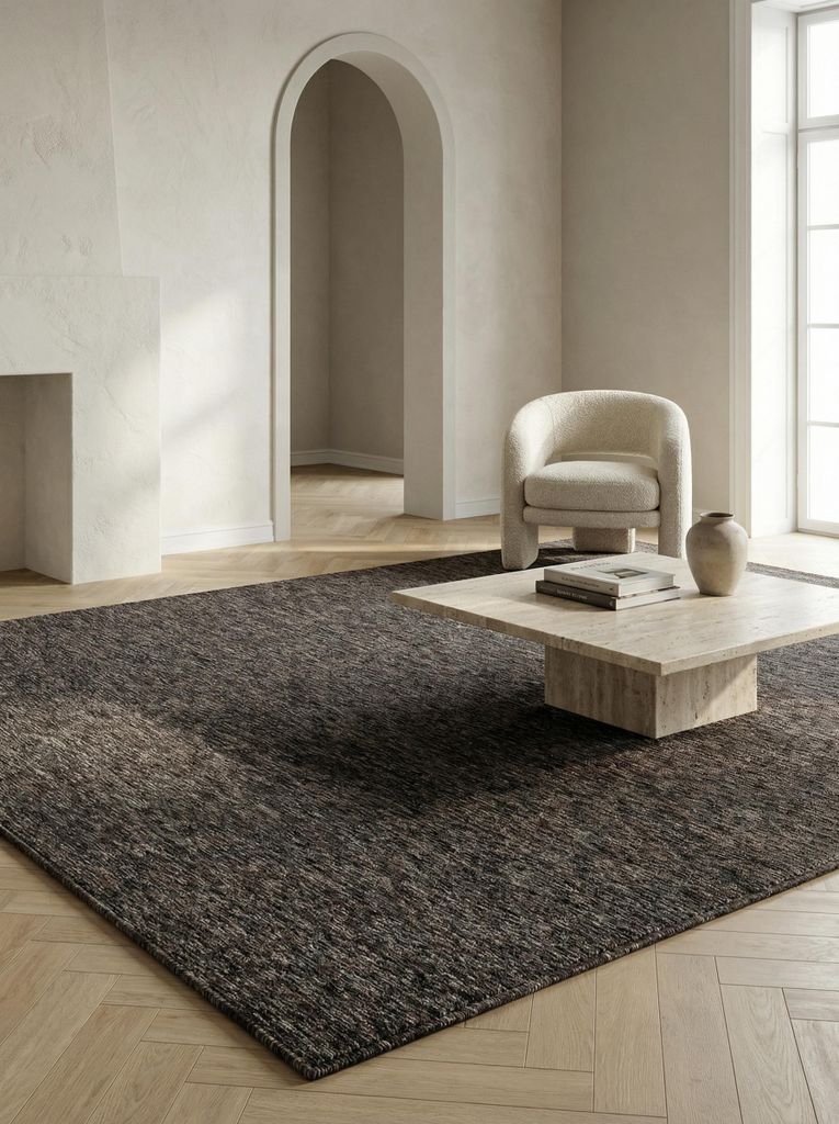 Wohnteppich Unifarben Modern Waschbar Strapazierfähig | Braun 160x230 cm Wohnzimmer Schadstoff | AMMER – Kadima Design