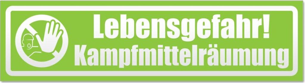 Lebensgefahr! Kampfmittelräumung invertiert Magnetschild Schild magnetisch