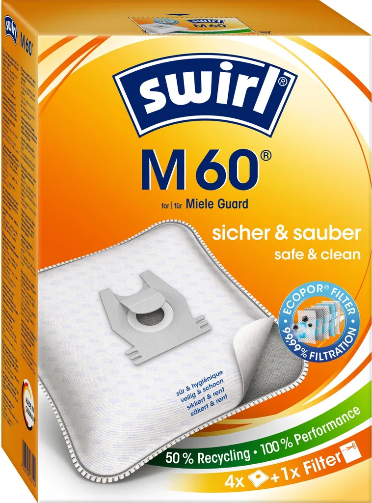 Sacs M60 EcoPro pour Miele contre allergies et fuites de poussière