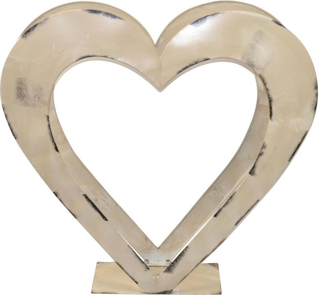 Kaminholzregal - Holzregal aus Eisen "Herzilein" Antik weiß