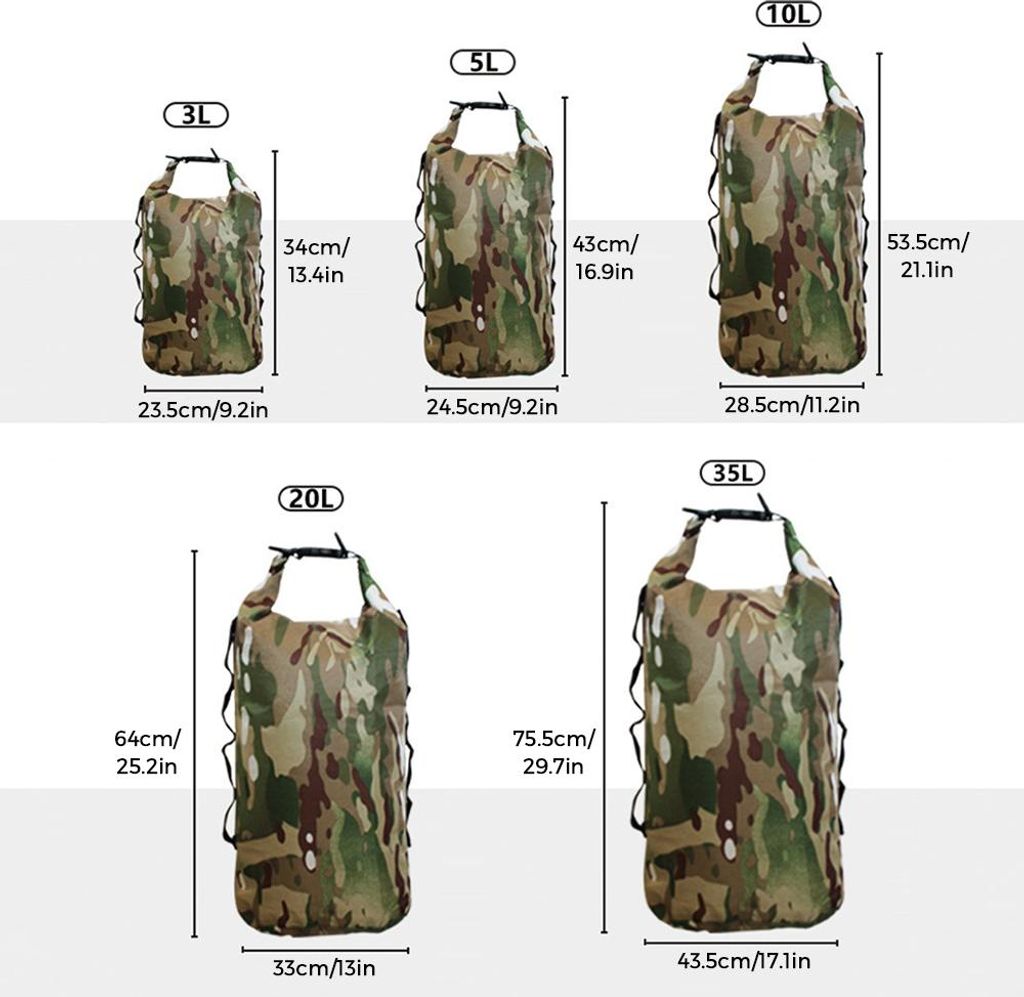 Wasserdichter Trockensack, leichter Outdoor-Sack mit Schultergurten zum Bootfahren, Kajakfahren, Wandern, Camping, Rafting, Angeln