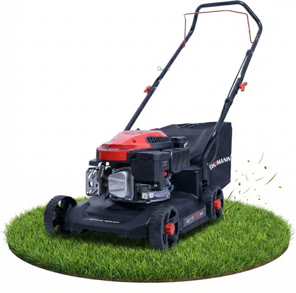 Rasenmäher Benzin BR390 – 4,0PS (2,9kW) 127ccm, 39cm Schnittbreite, Schnitthöhenverstellung, kompakt, 35L Fangkorb