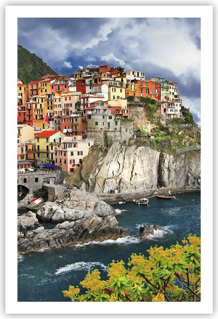 Poster - Poster ohne Rahmen - Italien küste felsen landschaft - 61x91,5 cm - Wand Bild - Wanddeko - Wandbilder - Kunstposter - Wandposter - Bilder...