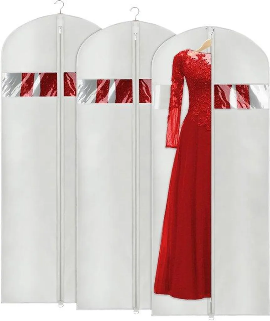 Anti-Poussière : 3 Housses 152 cm Grises pour Robes Longues et de Mariage