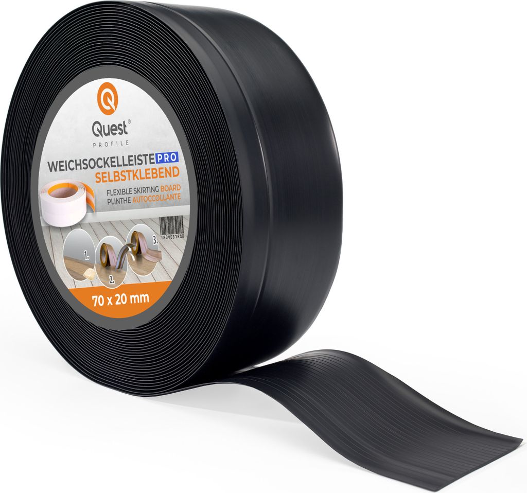 QUEST Weichsockelleiste 70x20mm, 1m, Flexibel Bodenleiste, Produktbild 