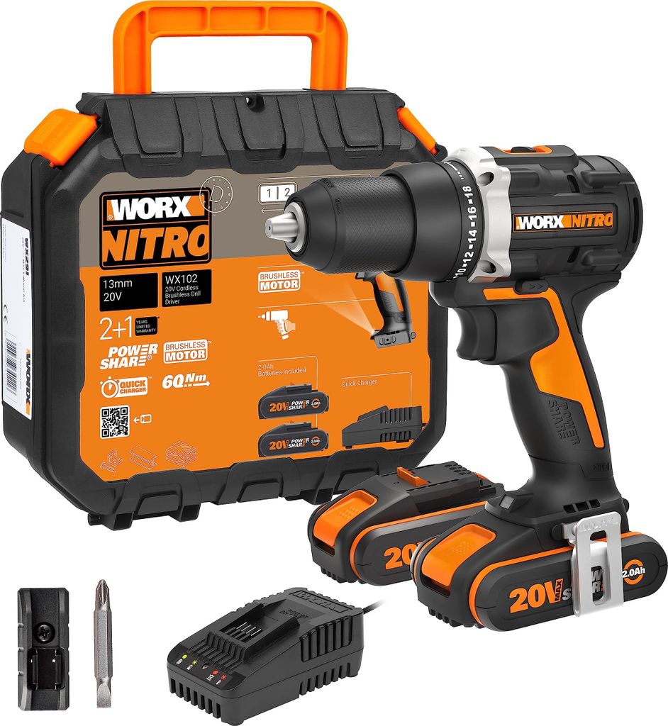 Perceuse-visseuse sans fil WORX Nitro 20V 60Nm WX102, Image du produit 