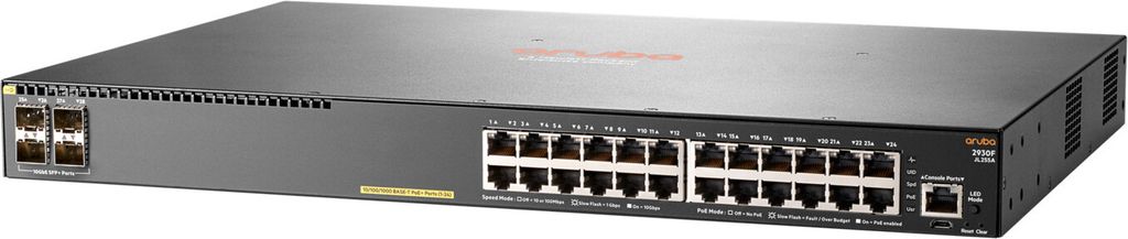 HPE Aruba 2930F 24G PoE+ 4SFP+ - Switch - L3 - managed - 24 x 10/100/1000 (PoE+) + 4 x 1 Gigabit/10 Gigabit SFP+ (Uplink) - an Rack montierbar - Po...
