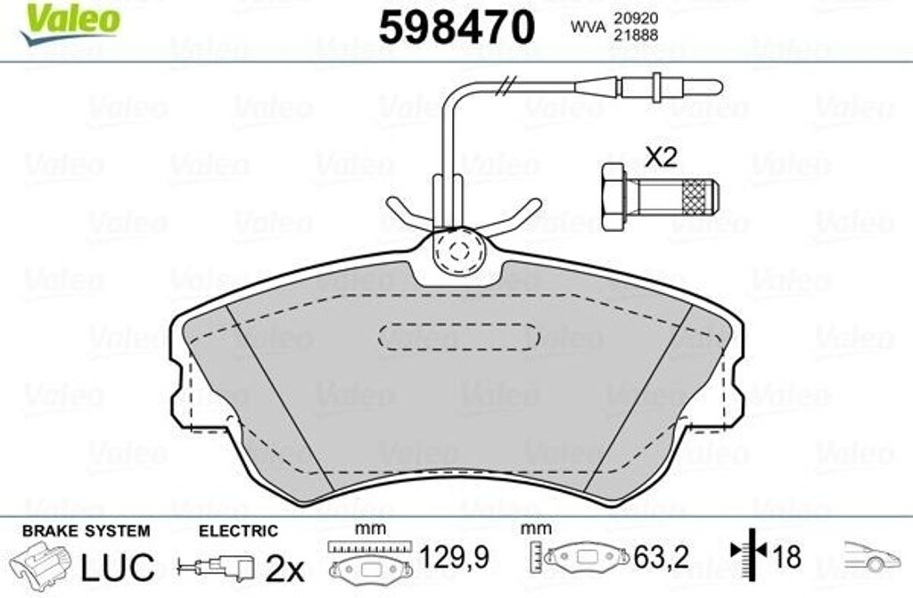VALEO 598470 - OE 6025315867 Bremsbeläge, Vorne für Espace III (JE)