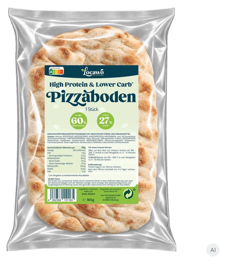 Locawo High Protein Low Carb Pizzaboden | Pizzabasis | Produktbild 
