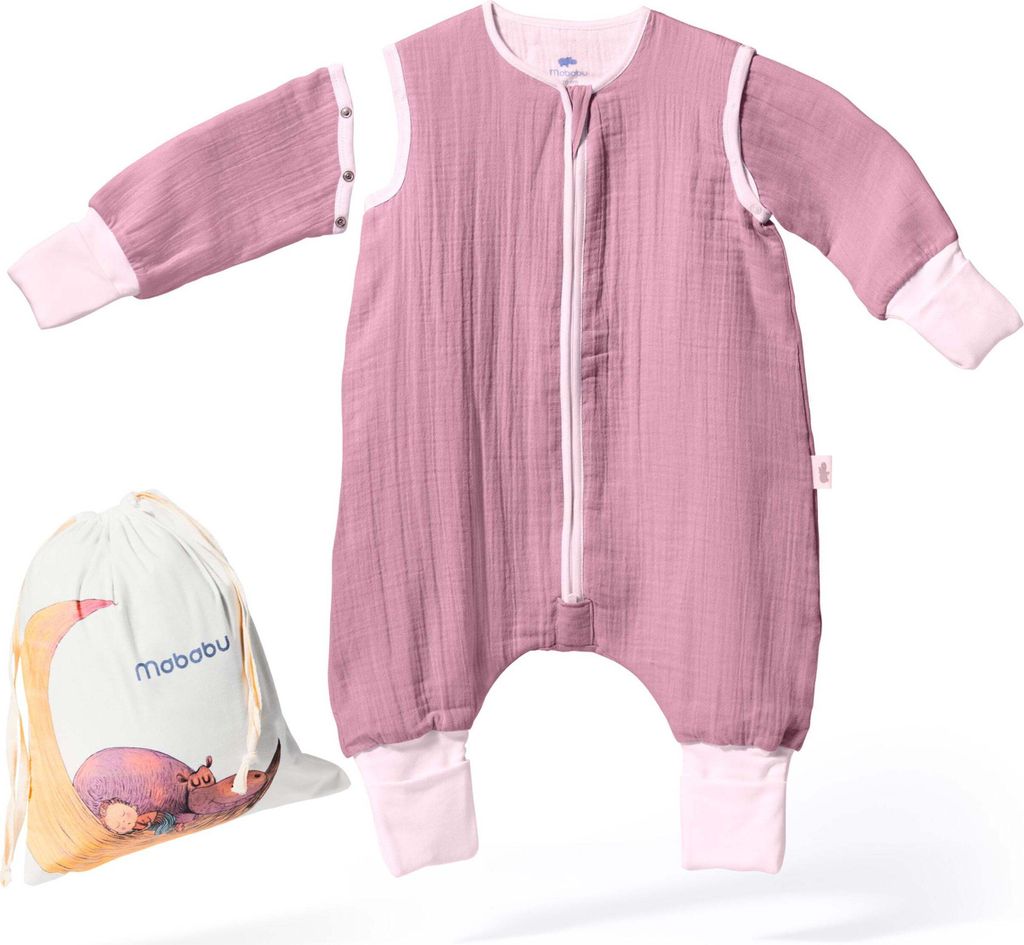 Mababu Mädchen Schlafsack 0.5 TOG aus Baumwolle Musselin MAB-JV-VJYS-M52A-0 dusty rose 90cm