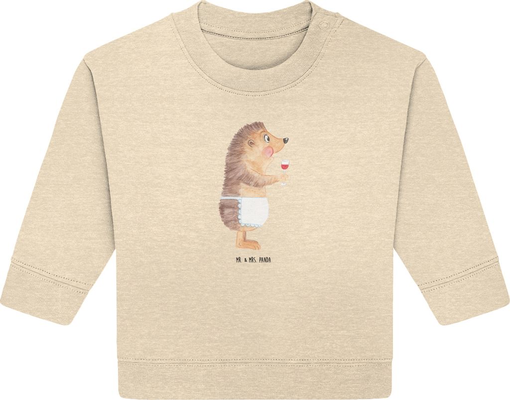 Mr. & Mrs. Panda Organic Baby Pullover Igel Wein 6. - 12. Monat - Natural Raw - Geschenk, Lustige Sprüche, Weinliebhaber, trinken, Rotwein, Weingl...