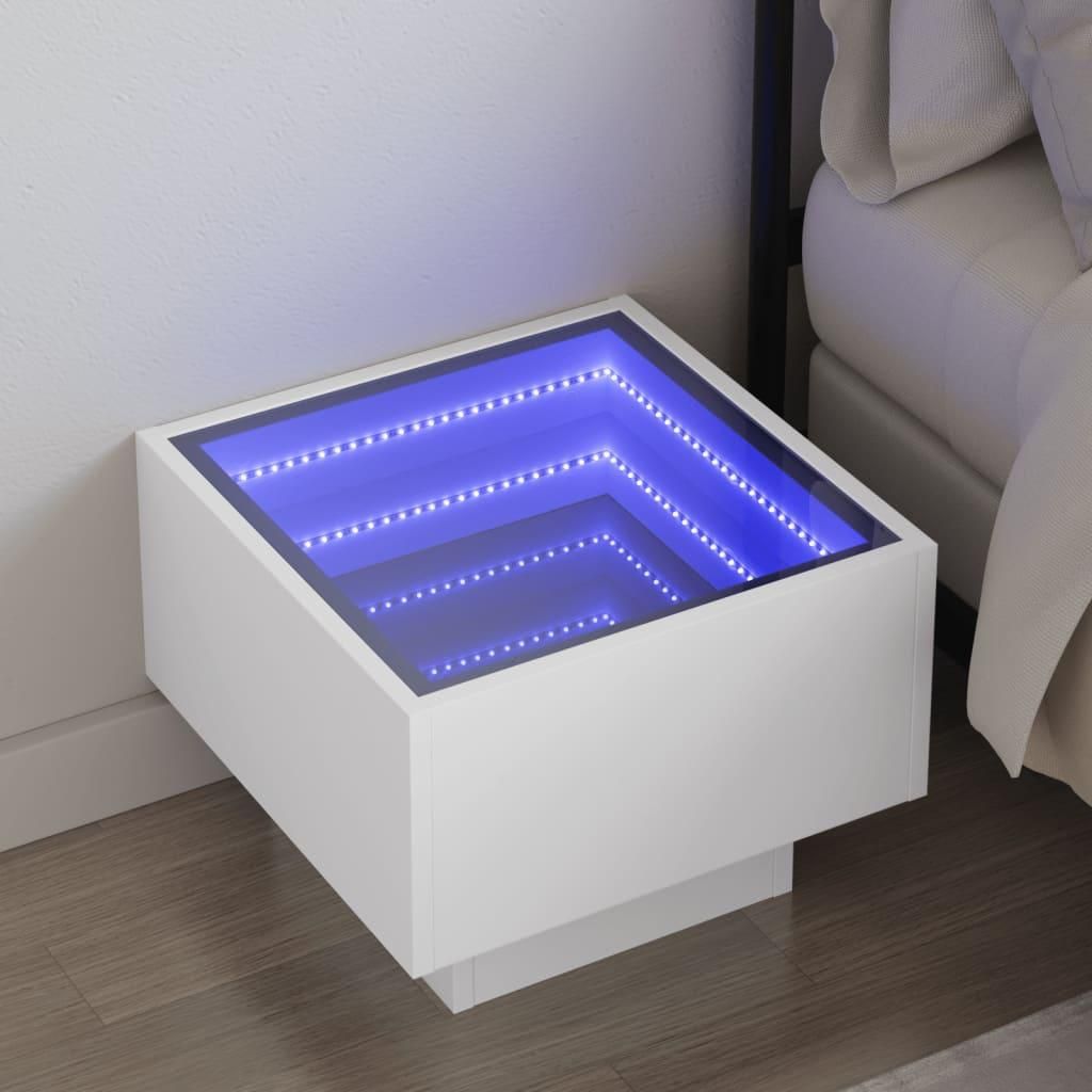 vidaXL Nachttisch mit Infinity-LED Weiß 40x40x30 cm Produktbild 