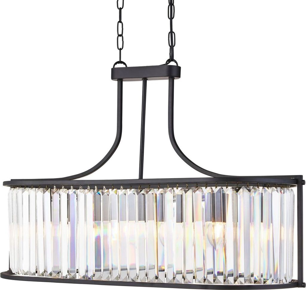 Hängeleuchte Metall Glas H: max. 150 cm Schwarz E27 länglich Art Déco Hängelampe