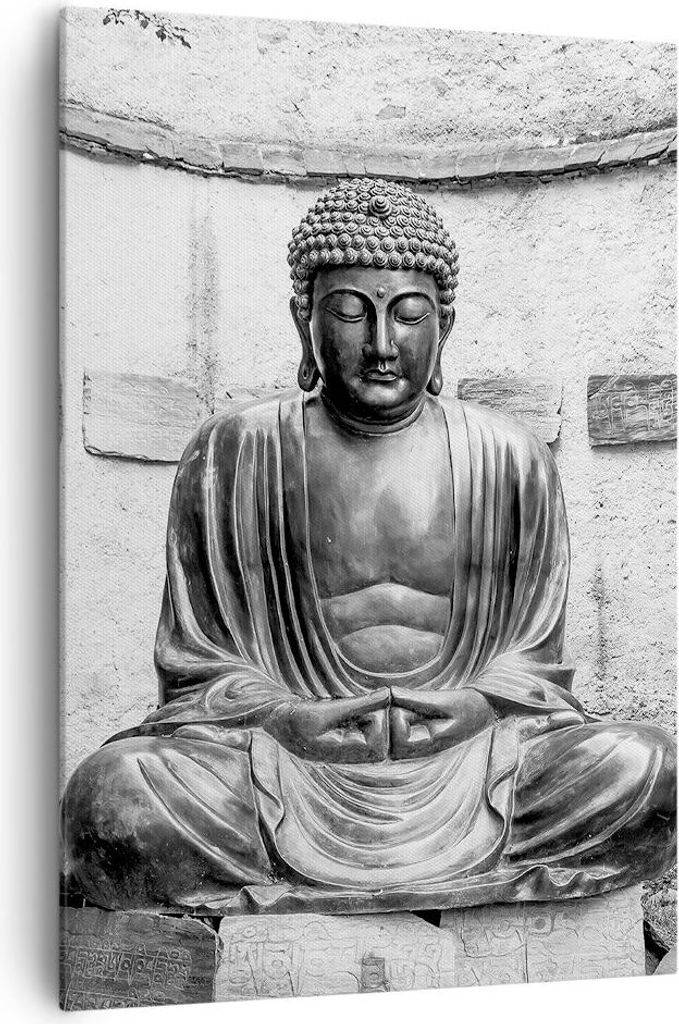 Bild auf Leinwand - Leinwandbild - Einteilig - Japanisch Buddha Statue - 70x100cm - Wand Bild - Wanddeko - Wandbilder - Leinwanddruck - Wanddekorat...