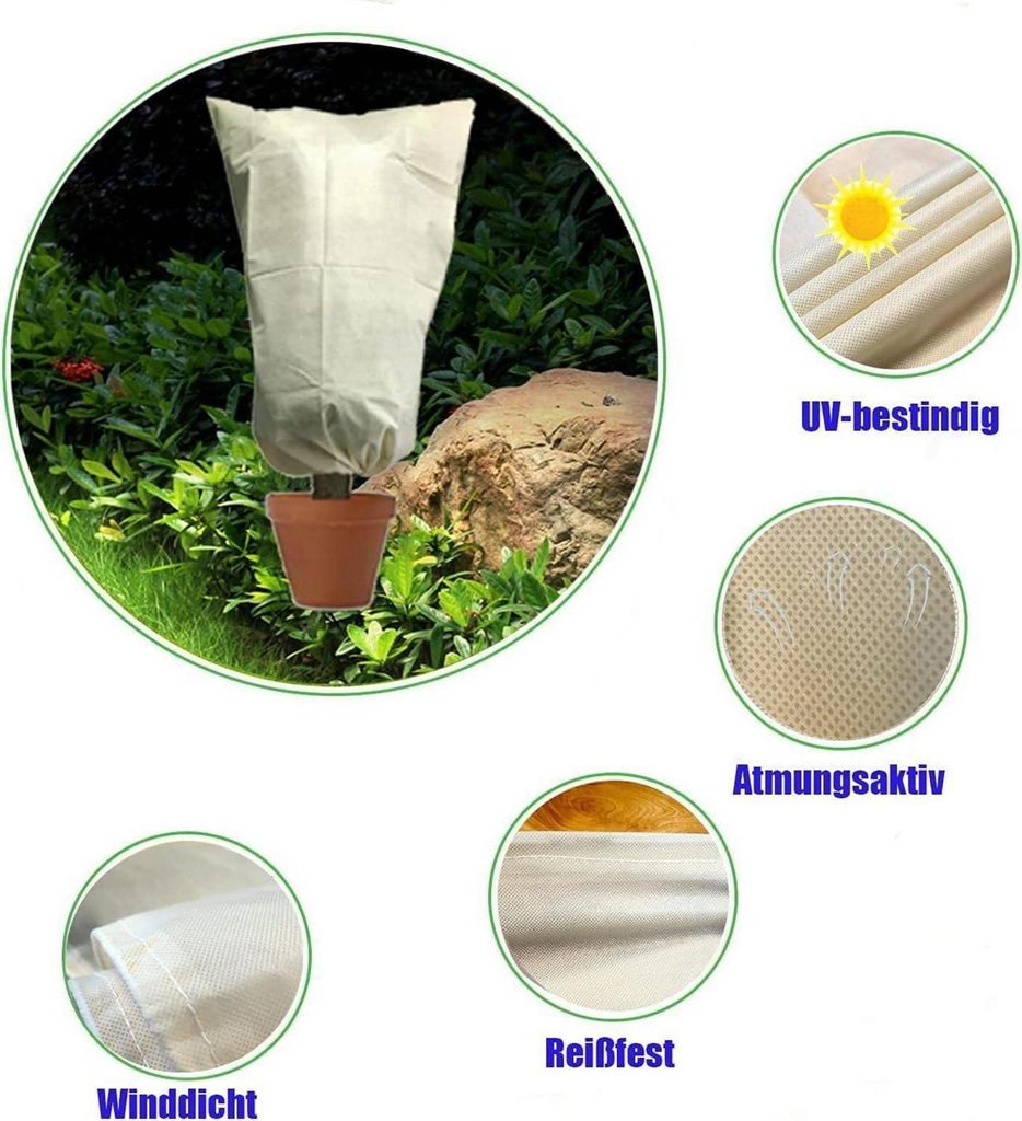 2 Protezioni Invernali Per Piante 120x180 Cm, Antigelo E Riutilizzabili Per Palme, Ulivi E Piante In Vaso All'esterno, 70 G/m²
